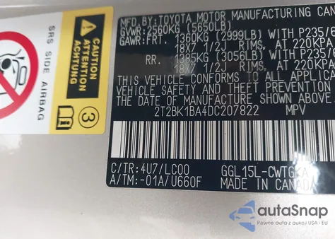 2013 Lexus Rx 350 z USA, uszkodzony, nr VIN 2T2BK1BA4DC207822